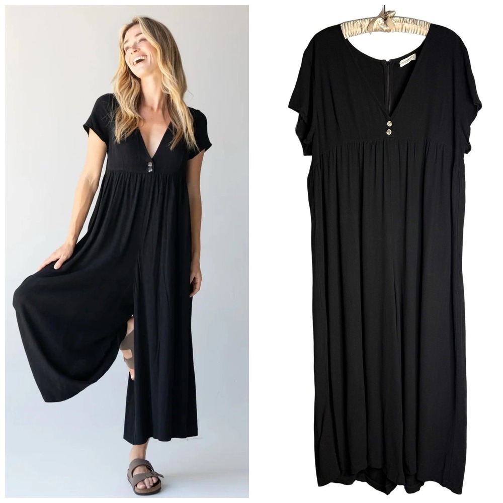 NATURAL LIFE Black Wide Leg Jumpsuit